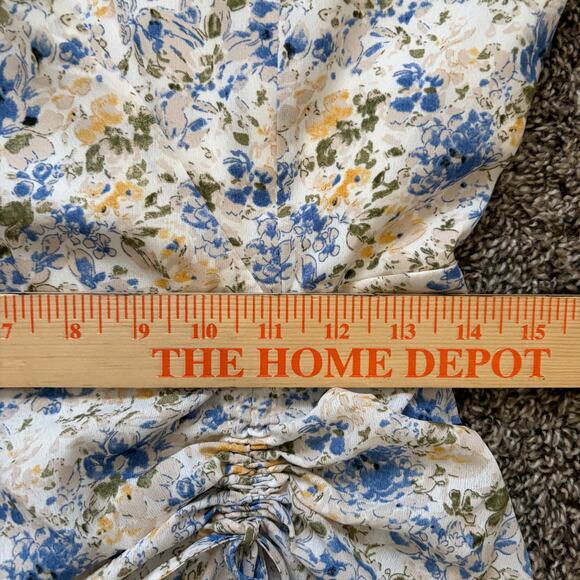 En Saison Floral Midi Slip Dress M White Feminine Bridal Ruched Romantic NWT - Picture 6 of 10